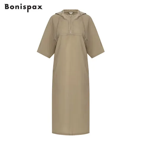 보니스팍스 썸머 바스락 반팔 롱 원피스