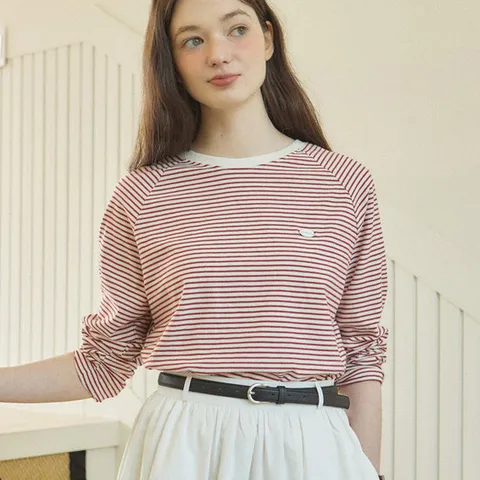 [ 롯데백화점 ][아워호프] Stripe Raglan T-shirt - Red [H25SP-TS18-RED]