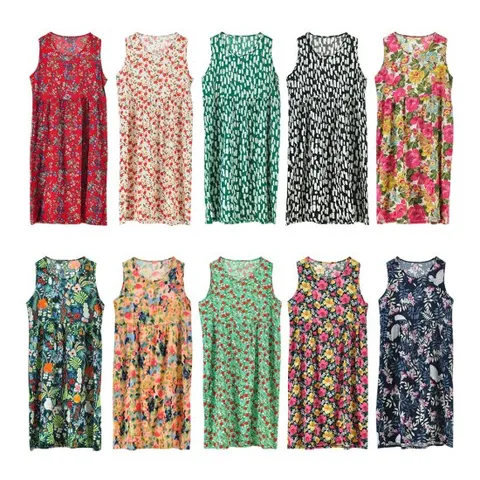 여성 여름 아사 원피스 엄마 데일리 꽃무늬 홈웨어 이지웨어