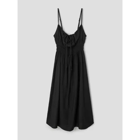 (125671MB15) [에잇세컨즈] 리본 셔링 원피스  블랙