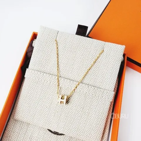 (명품) 에르메스 미니 팝아슈 목걸이 화이트 골드 체인