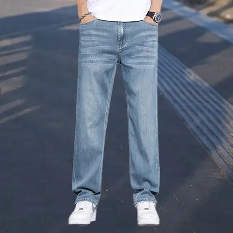 스트리트 텐셀 루즈핏 일자 남성 데님 팬츠
