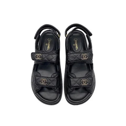 (명품) 샤넬 여성 벨크로 캐비어 샌들 블랙 G3592