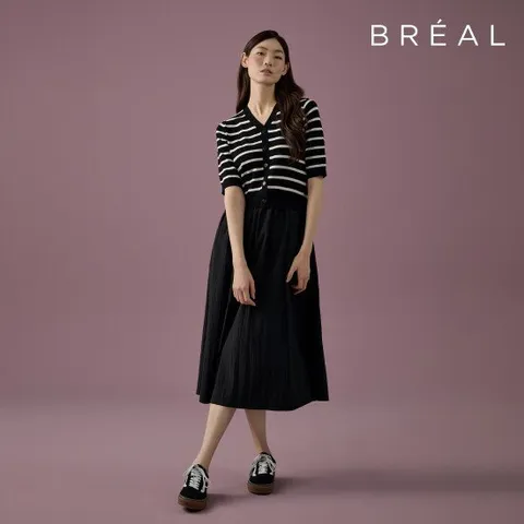 브리엘 25FW 버튼 스트라이프 원피스 2종