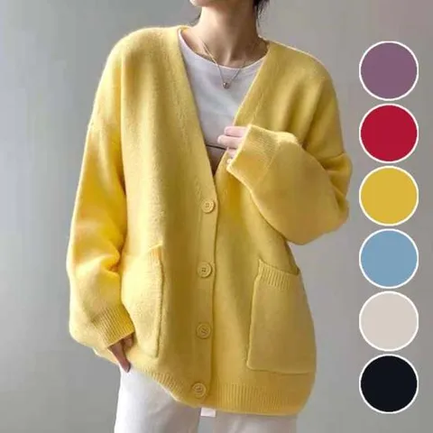 봄 가을 여성 루즈핏 베이직 스타일 포켓 니트 가디건 여성가디건 여자가디건 겨울가디건 여름가디건 여성여름가디건 루즈핏가디건 빅사이즈가디건