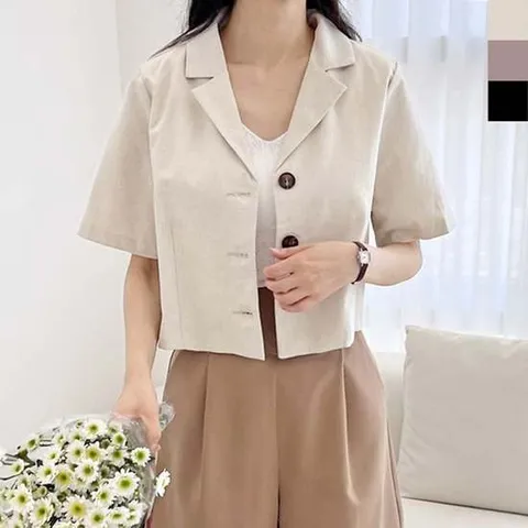 여성 여름 린넨 반팔 자켓 1P 데일리 여성린넨자켓 여자린넨자켓 여성여름자켓 여자여름자켓 반팔린넨자켓