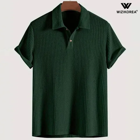 남성 여름 니트 반팔 카라티 루즈핏 와플 티셔츠 WI058T