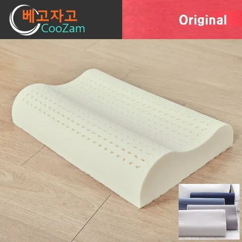 [베고자고 쿠잠][정품] 국산 최고급 천연라텍스 96.7%이상 슬립 경추베개L(속+겉커버)