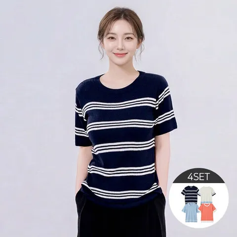 [후스타일][NnF] 여성 배색 니트 4종세트