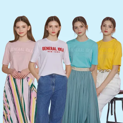 [후스타일]여성 베이직 로고 티셔츠 4종세트