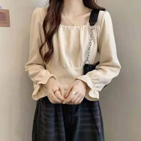 긴팔블라우스 스퀘어넥 예쁜셔링 여리여리 봄 가을 출 여성블라우스 긴팔블라우스 쉬폰블라우스 봄블라우스 쉬폰꽃무늬블라우스 쉬폰프릴블라우스 출근룩