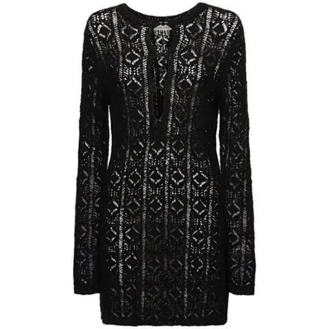 25 FW 루루스튜디오 Evan 이반 레이스 스티치 올오버 패턴 미니 드레스 블랙