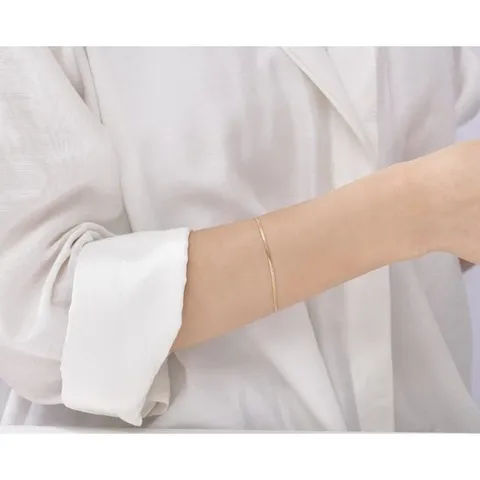 [ 현대백화점 ]미니골드 14k 오메가 뱀줄체인 팔찌-1.5mm BFES4002