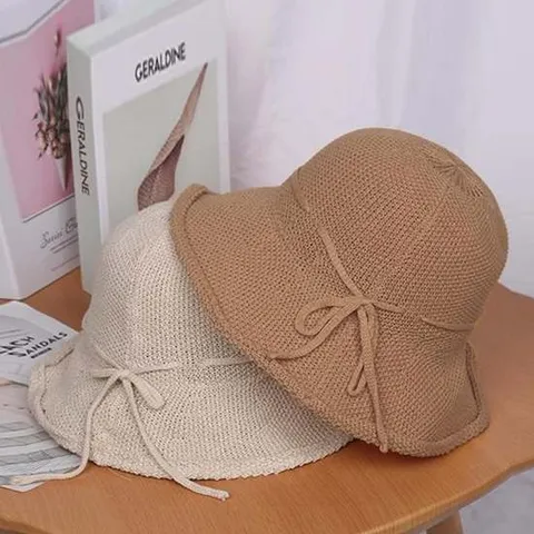 온드 버킷햇 접이식 휴대용 챙 끝 와이어 모자 선캡 여자모자 여성모자 벙거지모자 사파리모자 여름모자 중년모자 나들이모자 휴양지모자 라탄모자