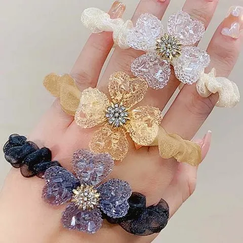 여성 머리끈 헤어악세사리 네잎클로버 큐빅 헤어밴드