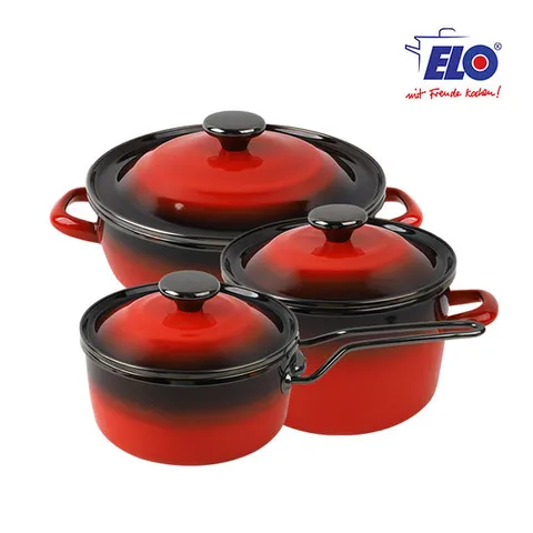 ELO 빨강법랑 리미티드 3종세트 / 깊은형20cm + 전골24cm + 편수