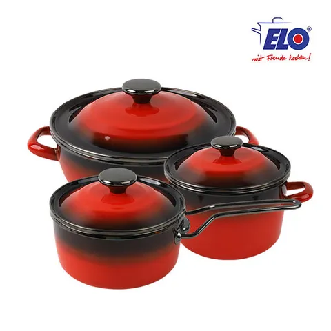 ELO 빨강법랑 리미티드 3종세트 / 깊은형18cm + 전골24cm + 편수