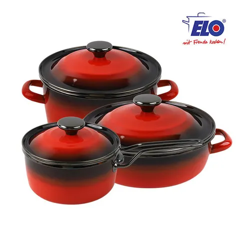 ELO 빨강법랑 리미티드 3종세트 / 깊은형16cm + 깊은형24cm + 편