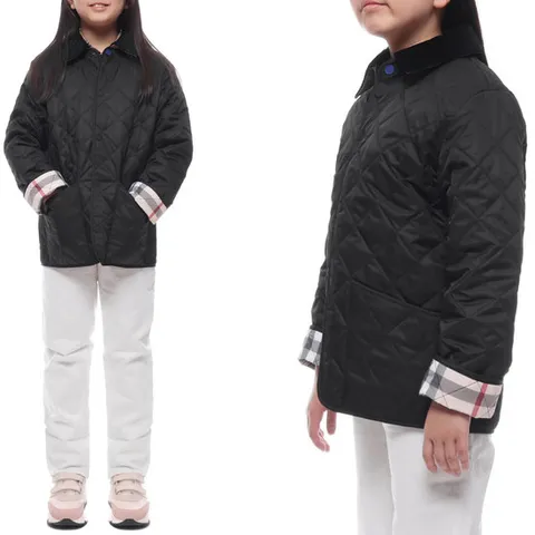 [ 롯데백화점 ][버버리]24FW 코듀로이 다이아몬드 퀼팅 재킷 (8092519 BLACK 24F)