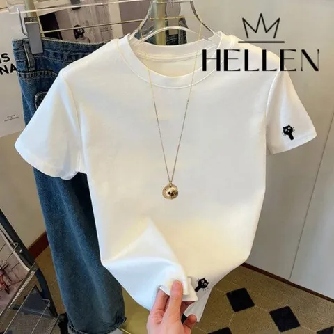 [헬렌] 데일리 코튼 면 라운드 반팔티 히든캣반팔티 B-456