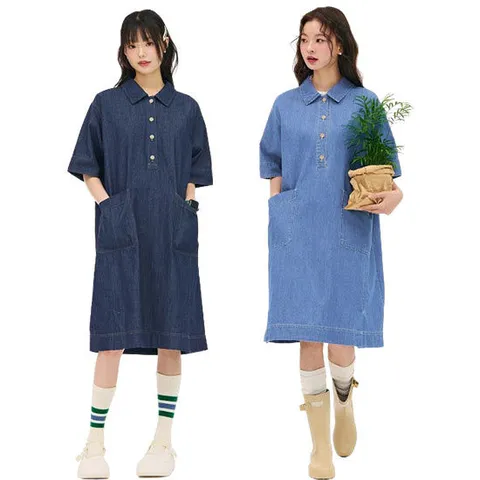 [체이스컬트] 여성 데일리 데님 원피스 2컬러