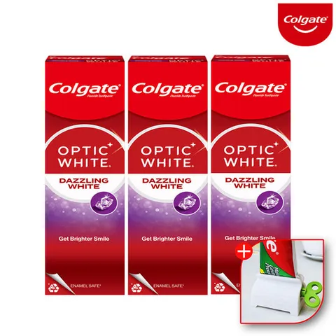 콜게이트 미백치약 옵틱화이트 다즐링 100gx3개+치약짜개