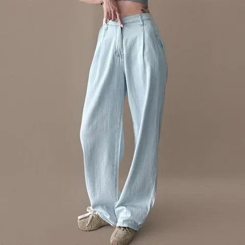 [미라클세븐]여성 여름 청바지 루즈핏 스트레이트핏 핀턱 뒷밴딩