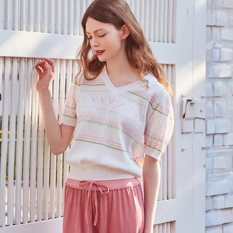 [ 롯데백화점 ][바이탈싸인] V-Collar Summer Knit [IVORY]