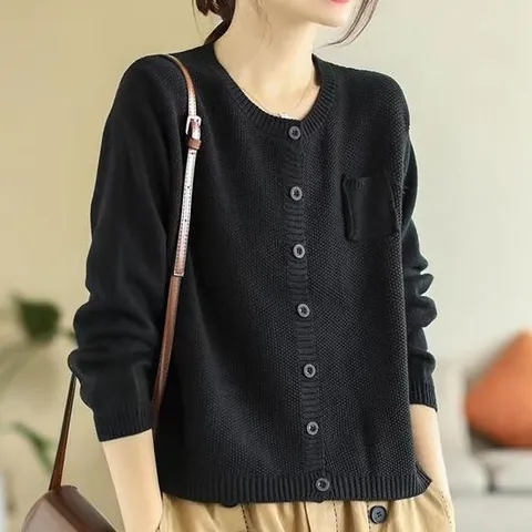 여성 가디건 니트 간절기 라운드 단추 카디건 g-21