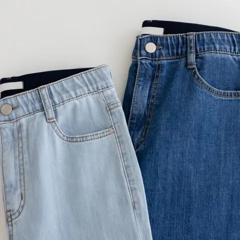 여성 썸머 링사 스판 일자 데님 팬츠