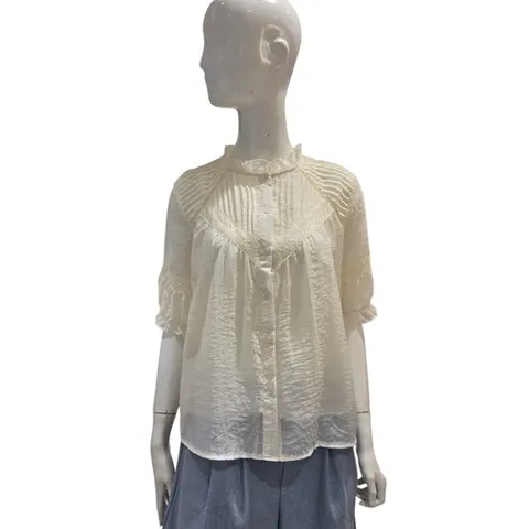 [ 롯데백화점 ][에이비에프지]하이넥 프릴 맞주름셔링 블라우스 AGNZ5HB501