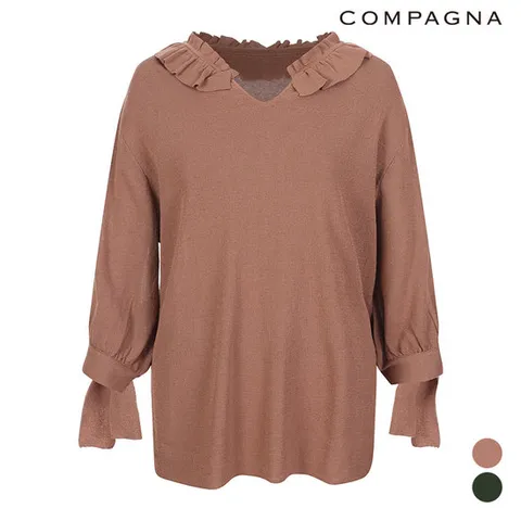 [꼼빠니아] 브이넥프릴리본7부소매니트_CABF7-WSP610