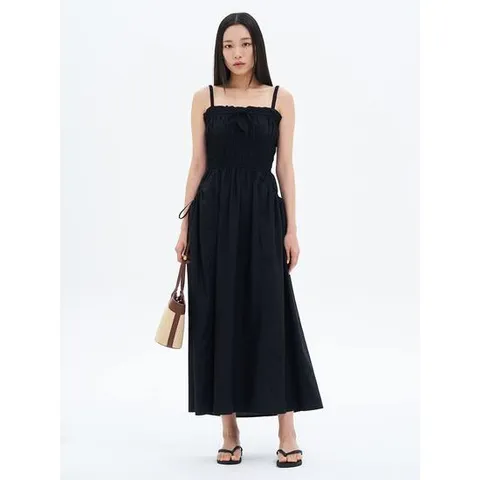 (355771LY15) [에잇세컨즈] 셔링 롱 원피스  블랙