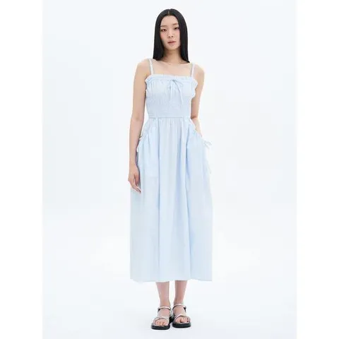 (355771LY1Q) [에잇세컨즈] 셔링 롱 원피스  스카이 블루