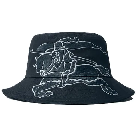 25 FW 버버리 EKD 오버사이즈 모티프 코튼 트윌 버킷햇 블랙 8105733 A1208