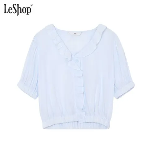 르샵 브이넥 러플 크롭 블라우스