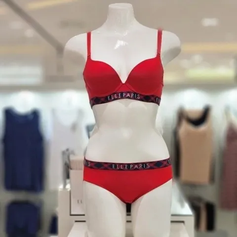 [ AK백화점 ][엘르] 레드 체크 포인트 밴드 브라햄세트 EDWBRA22RD EDWBPA22RD