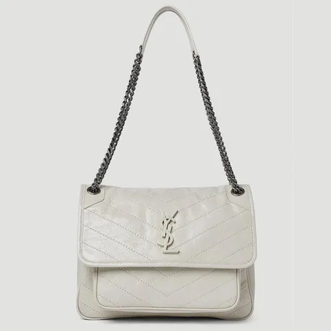 26 SS 생로랑 M Niki 미디엄 니키 크링클 레더 숄더백 크림 633158 0EN04 9207