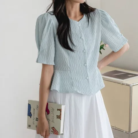 룰루제이 / 링클 찰랑 퍼프 링클 블라우스 자켓