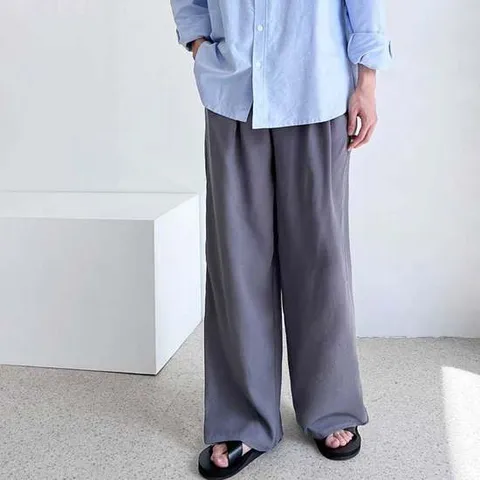 남성 퓨어 린넨핀턱 허리밴딩 주름 와이드팬츠 데일리 여름바지 여성여름팬츠 편한바지 여성면바지 키작녀바지 옆지퍼슬랙스 핀턱와이드팬츠 여자카고바지