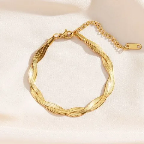 순금 특수압축도금 써지컬 도금 여성 여자 팔찌 투폴드