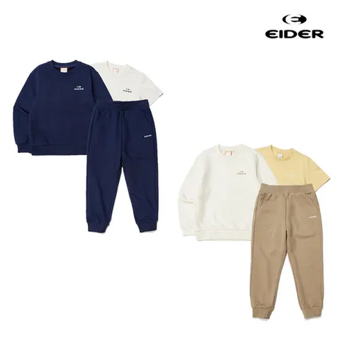 [ 롯데백화점 ]아이더 [택가 139,000원] 키즈 에센셜 아동 1팩 의류 3종 세트 (맨투맨+조거팬츠+반팔티) JUU23201