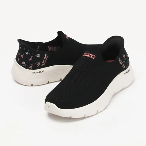 스케쳐스 운동화 고워크 플렉스 여성 슬립온 블랙/핑크 124822BKPK