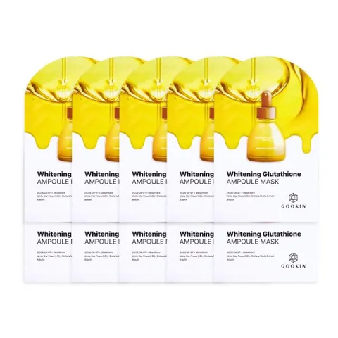 GOOKIN 구킨 화이트닝 글루타치온 앰플 기미잡티제거 피부톤개선 마스크팩 10매입
