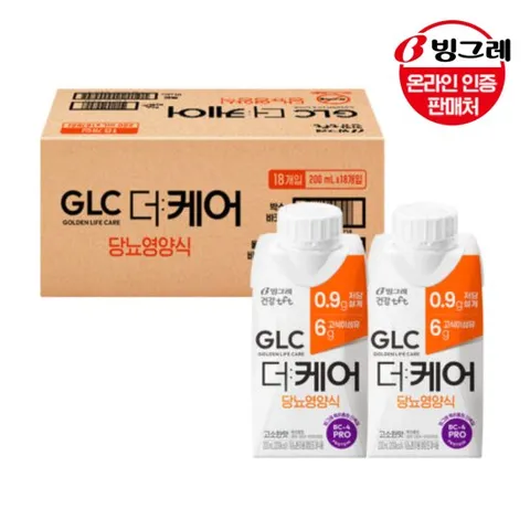 빙그레 GLC 더케어 당뇨영양식 고소한맛 200mlx18팩