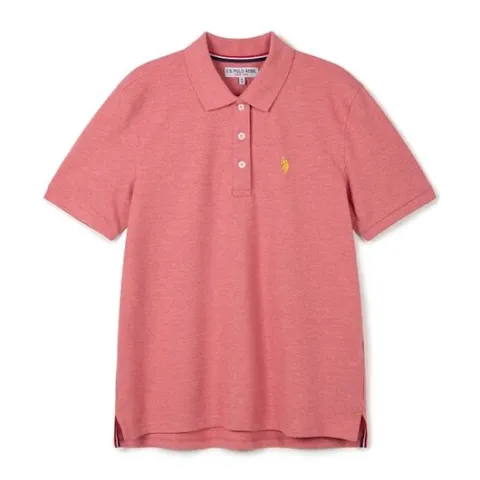 [U.S. POLO ASSN.] 여성 반팔 폴로티셔츠_멜란지핑크