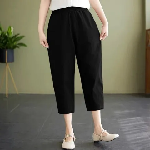 여성 여름 밴딩 고무줄 7부 와이드팬츠 마바지 린넨