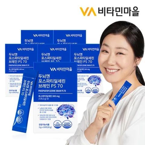 비타민마을 두뇌엔 포스파티딜세린 분말 브레인 PS 70 누룽지맛 10포 x 6박스 (총60일분)