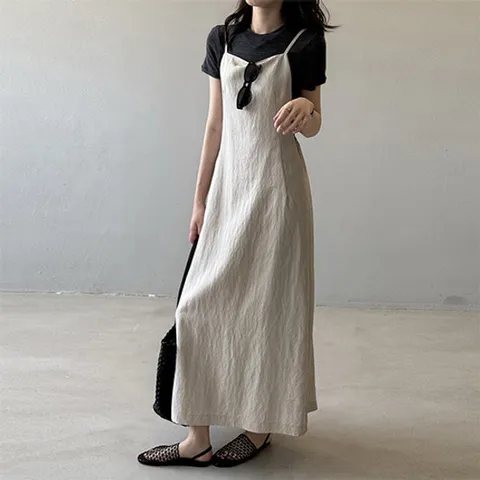 리즈 텐셀 뷔스티에 끈 원피스