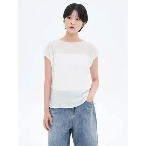 (325765LY30) [에잇세컨즈] 요루지 반소매 블라우스  아이보리